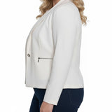NY Collection Plus Size Cropped Long Sleeve Crepe Jacket