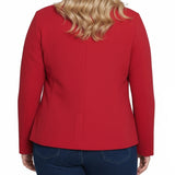 NY Collection Plus Size Cropped Long Sleeve Crepe Jacket
