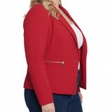 NY Collection Plus Size Cropped Long Sleeve Crepe Jacket