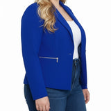 NY Collection Plus Size Cropped Long Sleeve Crepe Jacket