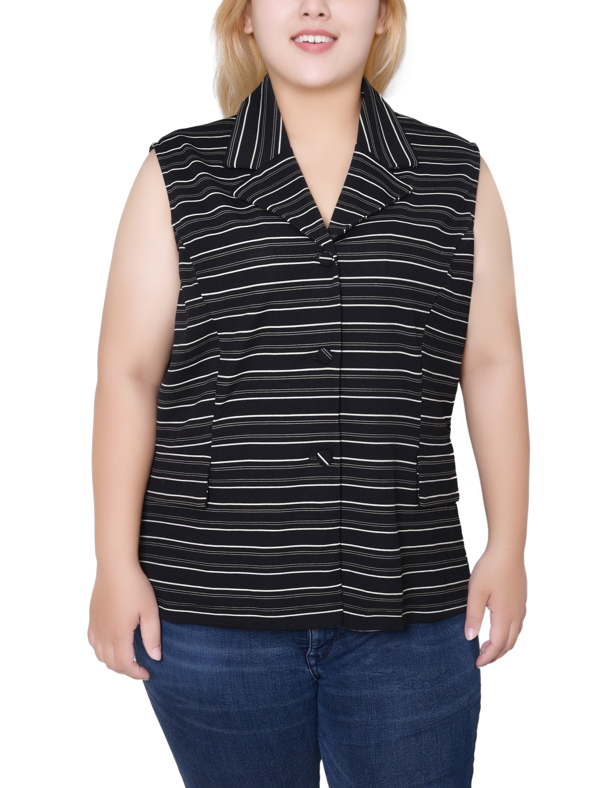 NY Collection Plus Size Sleeveless Scuba Jacket