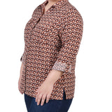 Yellow 3/4 Roll Tab Blouse With Pockets - Plus Size