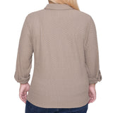 NY Collection Plus Size Long Sleeve Textured Knit Top