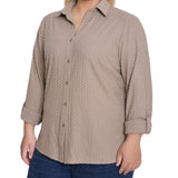 NY Collection Plus Size Long Sleeve Textured Knit Top