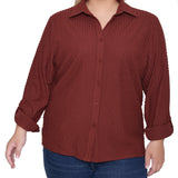 NY Collection Plus Size Long Sleeve Textured Knit Top