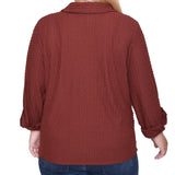 NY Collection Plus Size Long Sleeve Textured Knit Top
