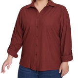 NY Collection Plus Size Long Sleeve Textured Knit Top