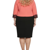 NY Collection Plus Size Lace-Detail 2 Piece Textured Knit Dress Set