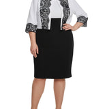 NY Collection Plus Size Lace-Detail 2 Piece Textured Knit Dress Set