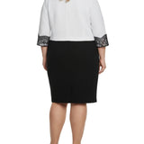 NY Collection Plus Size Lace-Detail 2 Piece Textured Knit Dress Set