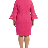 Long Bell Sleeve Dress With Contrast Striping, Plus