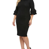 NY Collection Plus Size 3/4 Sleeve Shawl Collar Dress