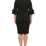 NY Collection Plus Size 3/4 Sleeve Shawl Collar Dress