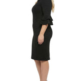 NY Collection Plus Size 3/4 Sleeve Shawl Collar Dress