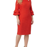 NY Collection Plus Size 3/4 Sleeve Shawl Collar Dress