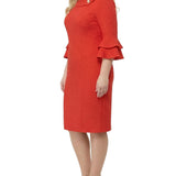 NY Collection Plus Size 3/4 Sleeve Shawl Collar Dress