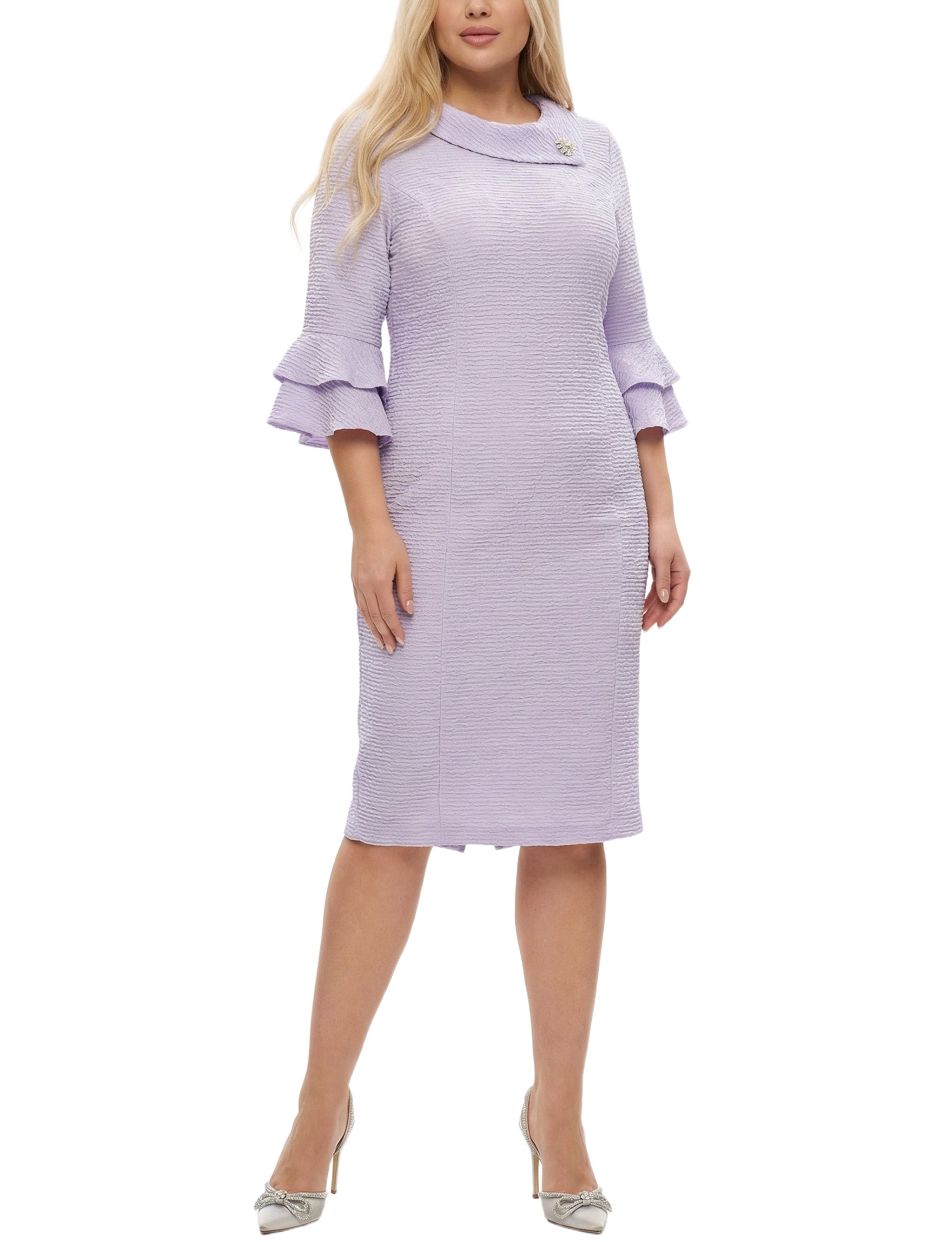 NY Collection Plus Size 3/4 Sleeve Shawl Collar Dress – Dressbarn