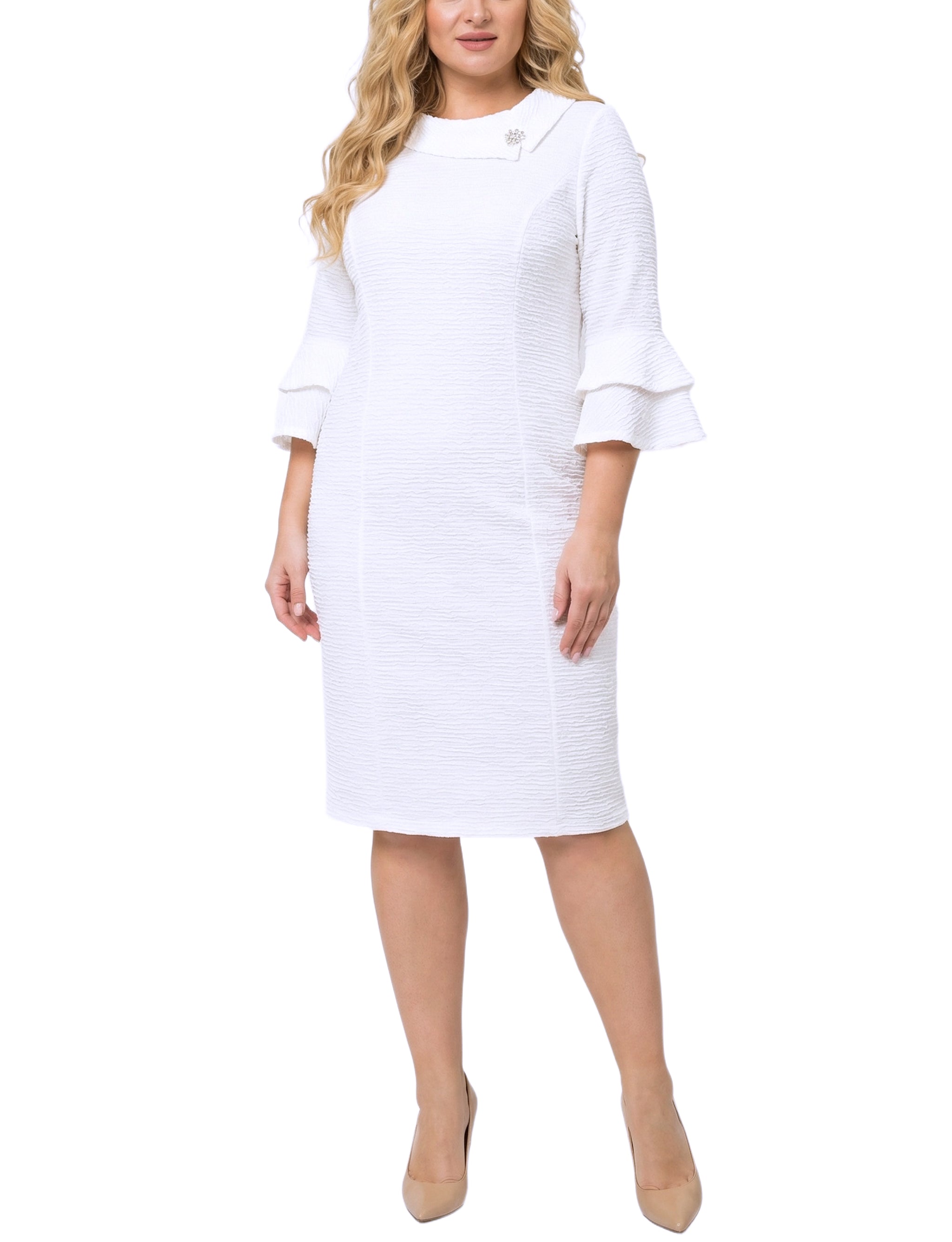 NY Collection Plus Size 3/4 Sleeve Shawl Collar Dress