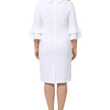 NY Collection Plus Size 3/4 Sleeve Shawl Collar Dress