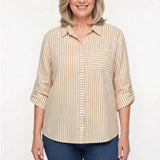 3/4 Sleeve Roll Tab Blouse, Plus