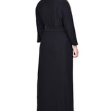 NY Collection Plus Size 3/4 Sleeve Belted Maxi Dress