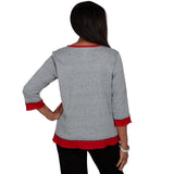 Alfred Dunner Heathered Colorblock Knit Top - Grey - Petite
