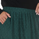 Plus Size Rhinestone Embellished A-Line Maxi Skirt