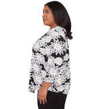 Alfred Dunner Daisy Pointed Hem Top with Necklace - Plus