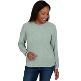 Alfred Dunner Cable Pullover Chenille Sweater - Sage