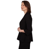 Alfred Dunner Light Open Crepe Cardigan Top - Black