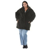 Plus Size Long Plush Button-Front Coat