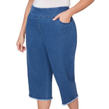 Alfred Dunner Super Stretch Denim Fringe Capri Pant - Plus