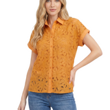 NY Collection Short Sleeve Eyelet Blouse