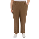 Alfred Dunner Plus Classic Signature Fit Textured Trousers with All-around Elastic Waistband Short Length
