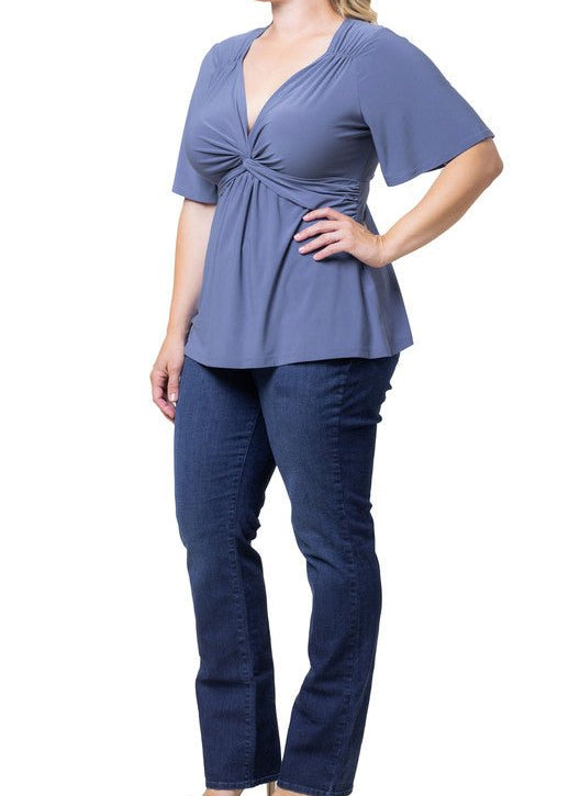 Abby Twist Front Top - Plus - DressbarnShirts & Blouses