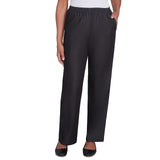 Alfred Dunner Women's Denim Comfort Waistband  Mid Rise Regular Fit Straight Leg Pant Short Length
