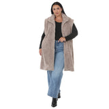 Plus Size Long Plush Button-Front Vest