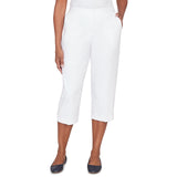 Alfred Dunner Solid Twill Button Hem Capri Pant