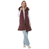 Women's Hooded Quilted Longline Puffer Vest