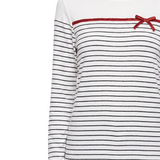 NY Collection Petite Long Sleeve Ribbon Design Pullover Top