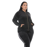 Plus Size Velour Zip-Front Jacket & Jogger Pants Set