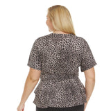Allover Printed Surplice Front Short Sleeve V-Neck Top - Plus - DressbarnShirts & Blouses