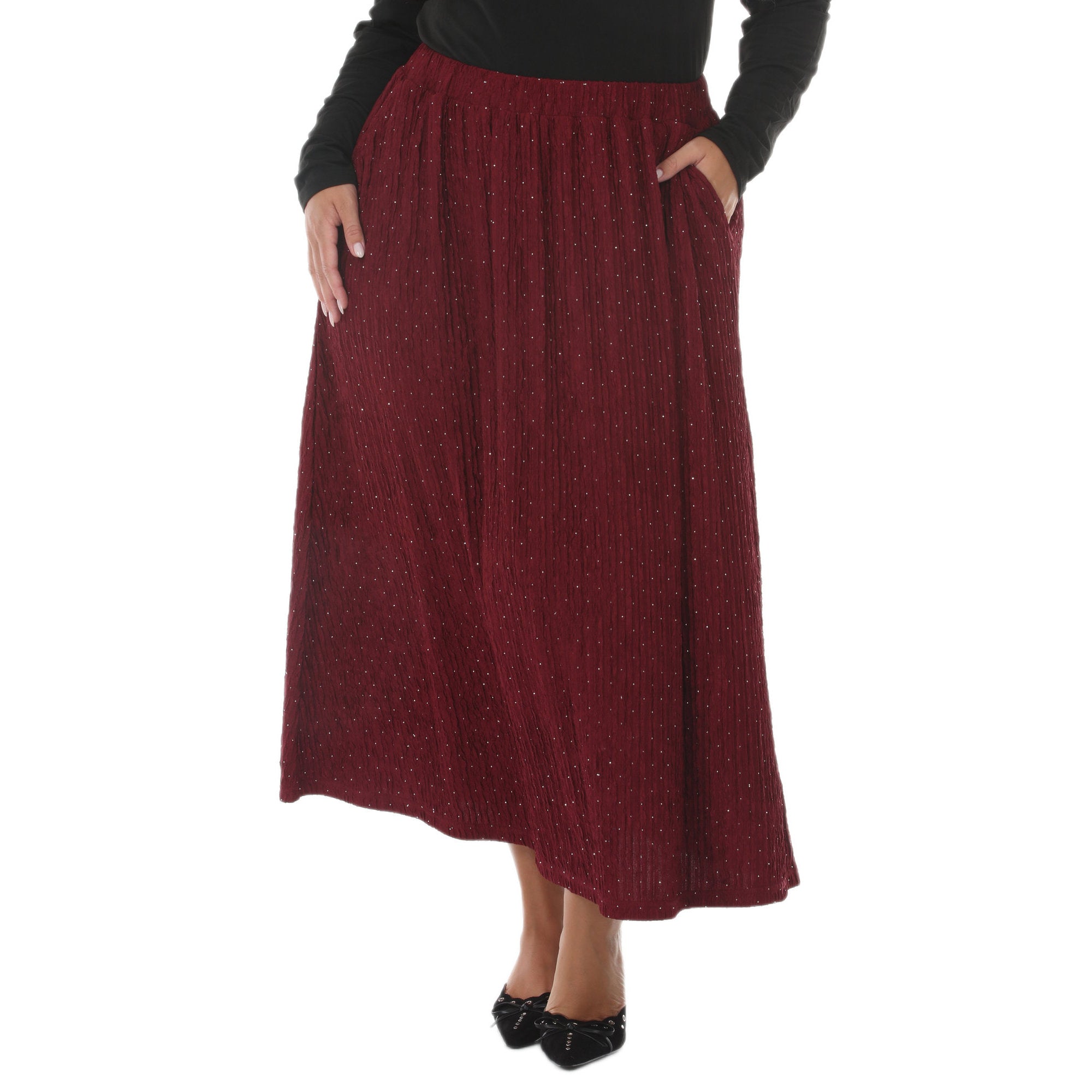 Plus Size Rhinestone Embellished A-Line Maxi Skirt