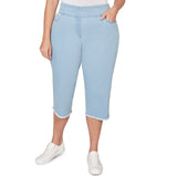 Alfred Dunner Super Stretch Denim Fringe Capri Pant - Plus