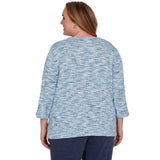 Alfred Dunner Space Dye Top with Necklace - Indigo - Plus