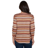 Alfred Dunner Textured Stripe Knit Top with Necklace - Tan - Petite