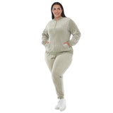Plus Size Velour Zip-Front Jacket & Jogger Pants Set