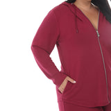 Plus Size Hooded Zip-Front Top and Straight-Leg Pants Set