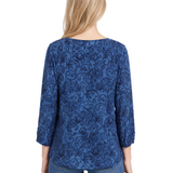 NY Collection Petite 3/4 Sleeve Flocked Knit Pullover Top