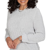 Alfred Dunner Cable Pullover Chenille Sweater - Grey - Petite